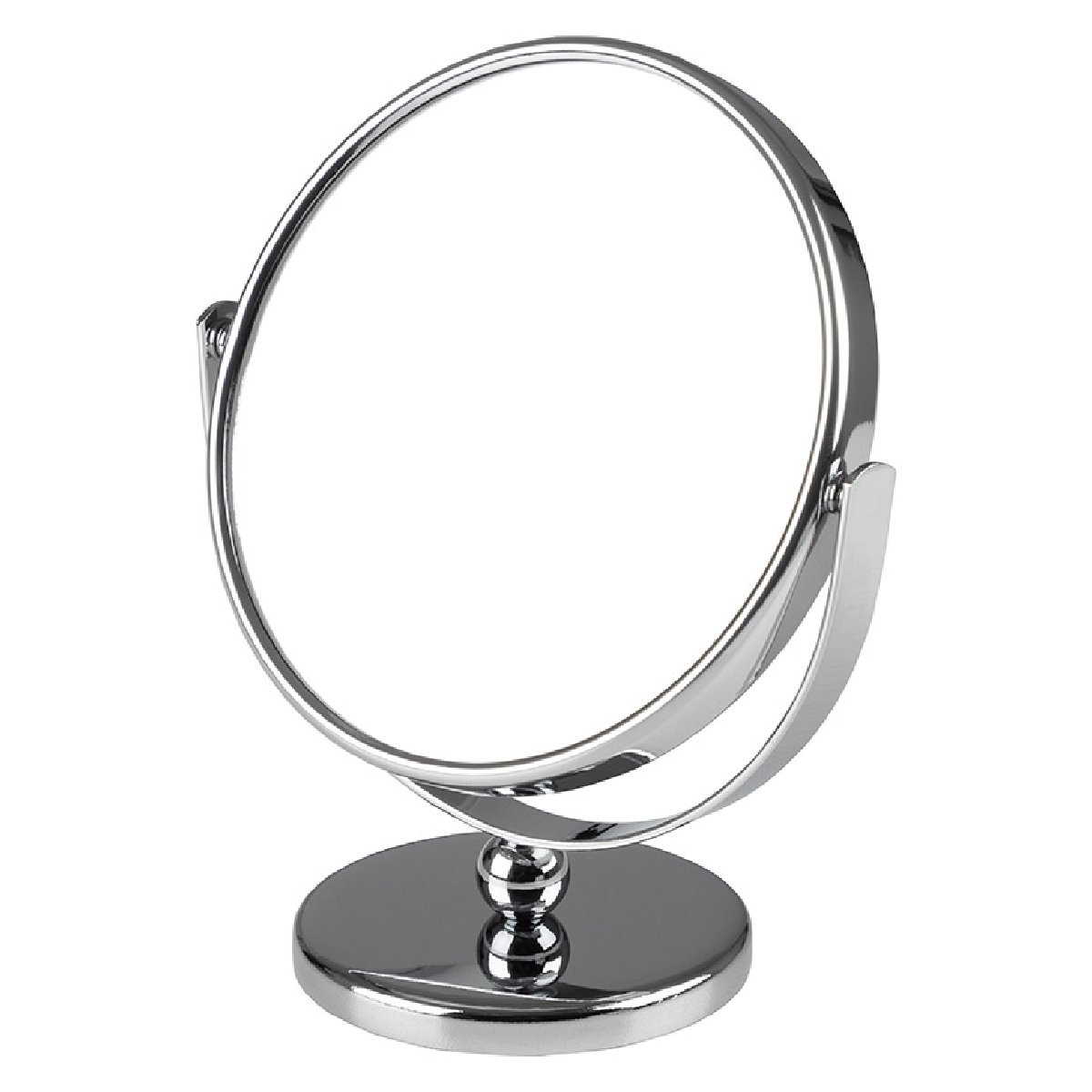Зеркало косметическое M-3135, двухстороннее на ножке (диам.12.5см, хром. металл, стекло)Купить
