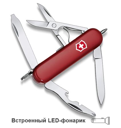 Нож-брелок Victorinox Classic Midnite Manager, 58 ммм, 10 функций, красный (0.6366)Купить