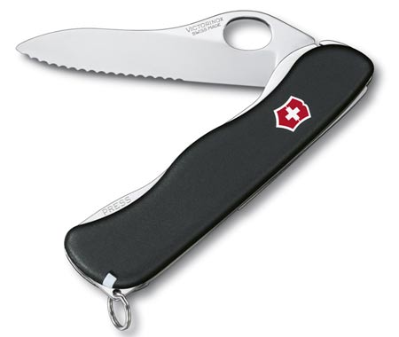 Нож швейцарский Victorinox Sentinel One Hand, 111 мм, 4 функции, черный (0.8413.MW3)Купить