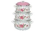 Набор посуды Маруся 444 6 предметов (2.0л,3.0л,4.0л) эмаль с декором Розовый Букет