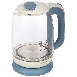 Energy E-281 чайник электрический дисковый, 1.7л, 2200Вт, стеклянный, бело-голубой