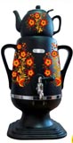 Электрочайник-самовар Добрыня 4.0 л DO-428 (черный жел.красные цветы) + керамический заварочный чайник 1.0л