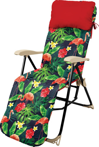 Кресло-шезлонг складное с подножкой и матрасом Ника Haushalt HHK5 F Цвет-Принт с фламингоКупить