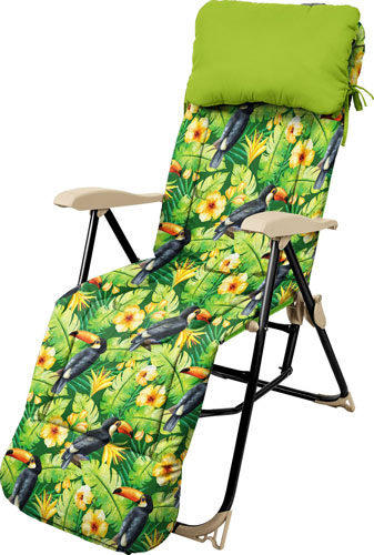 Кресло-шезлонг складное с подножкой и матрасом Ника Haushalt HHK5 T Цвет-Принт с туканамиКупить
