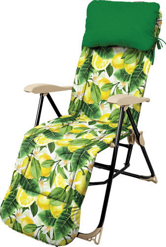 Кресло-шезлонг складное с подножкой и матрасом Ника Haushalt HHK5 L Цвет-Принт с лимонамиКупить