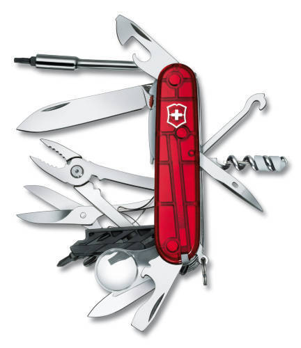 Нож Victorinox CyberTool Lite, 91 мм, 36 функций, полупрозрачный красный (1.7925.T)Купить