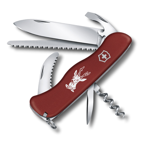 Нож Victorinox Hunter, 111 мм, 12 функций, с фиксатором лезвия, красный (0.8573)Купить