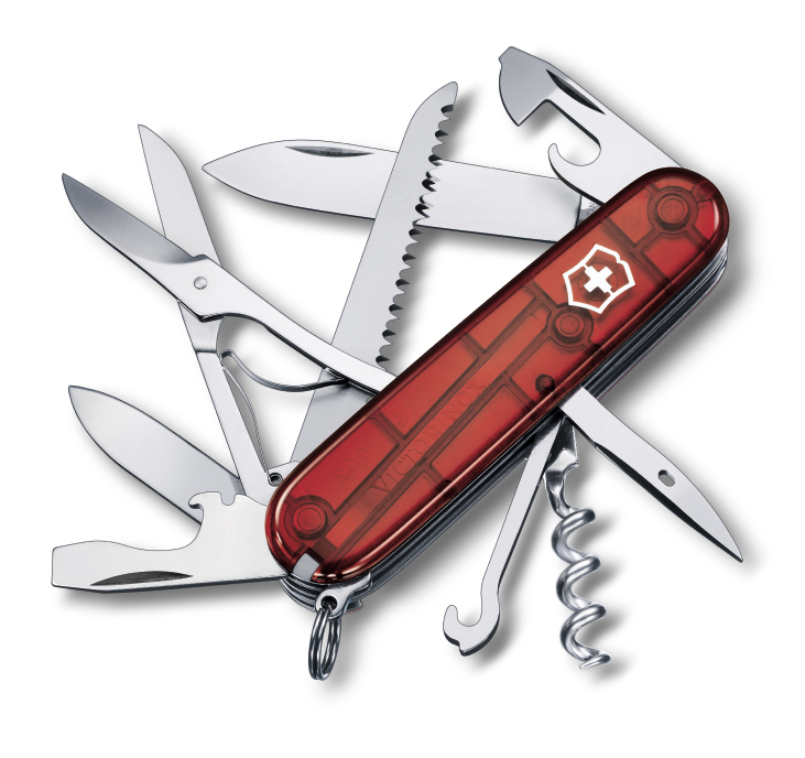 Нож Victorinox Huntsman, 91 мм, 15 функций, полупрозрачный красный (1.3713.T)Купить