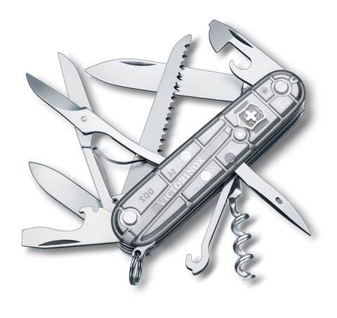 Нож Victorinox Huntsman, 91 мм, 15 функций, полупрозрачный серебристый (1.3713.T7)Купить