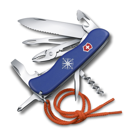 Нож Victorinox Skipper, 111 мм, 17 функций, с фиксатором лезвия и шнурком, синий (0.8593.2W)Купить