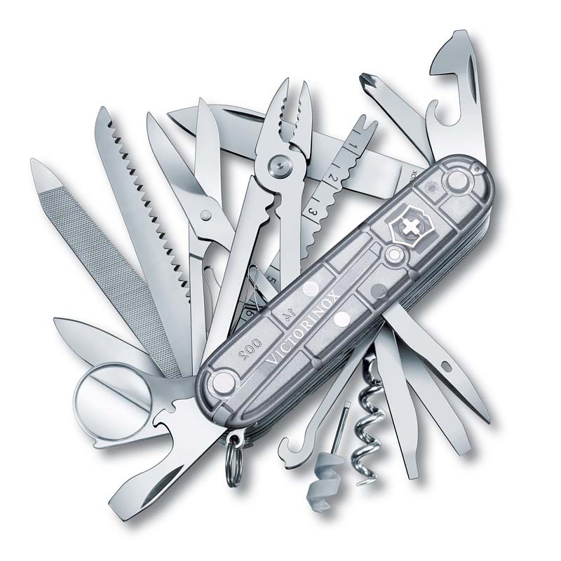 Нож Victorinox SwissChamp, 91 мм, 31 функция, полупрозрачный серебристый (1.6794.T7)Купить