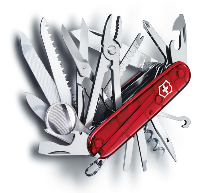 Нож Victorinox SwissChamp, 91 мм, 33 функции, полупрозрачный красный (1.6795.T)Купить