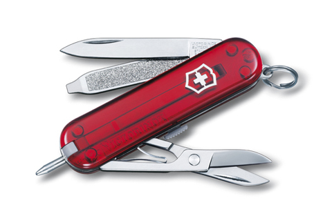 Нож-брелок Victorinox Classic Signature, 58 мм, 7 функций, полупрозрачный красный (0.6225.T)Купить