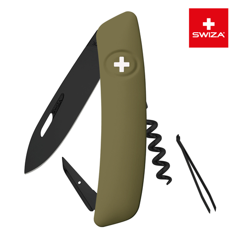 Швейцарский нож SWIZA D01 AllBlack, 95 мм, 6 функций, темно-зеленый (подар. упак.) (KNI.0013.1050)Купить