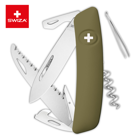 Швейцарский нож SWIZA D05 Standard, 95 мм, 12 функций, темно-зеленый (KNI.0050.1050)Купить