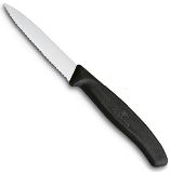 Нож Victorinox для очистки овощей, лезвие 8 см волнистое, черный (6.7633)