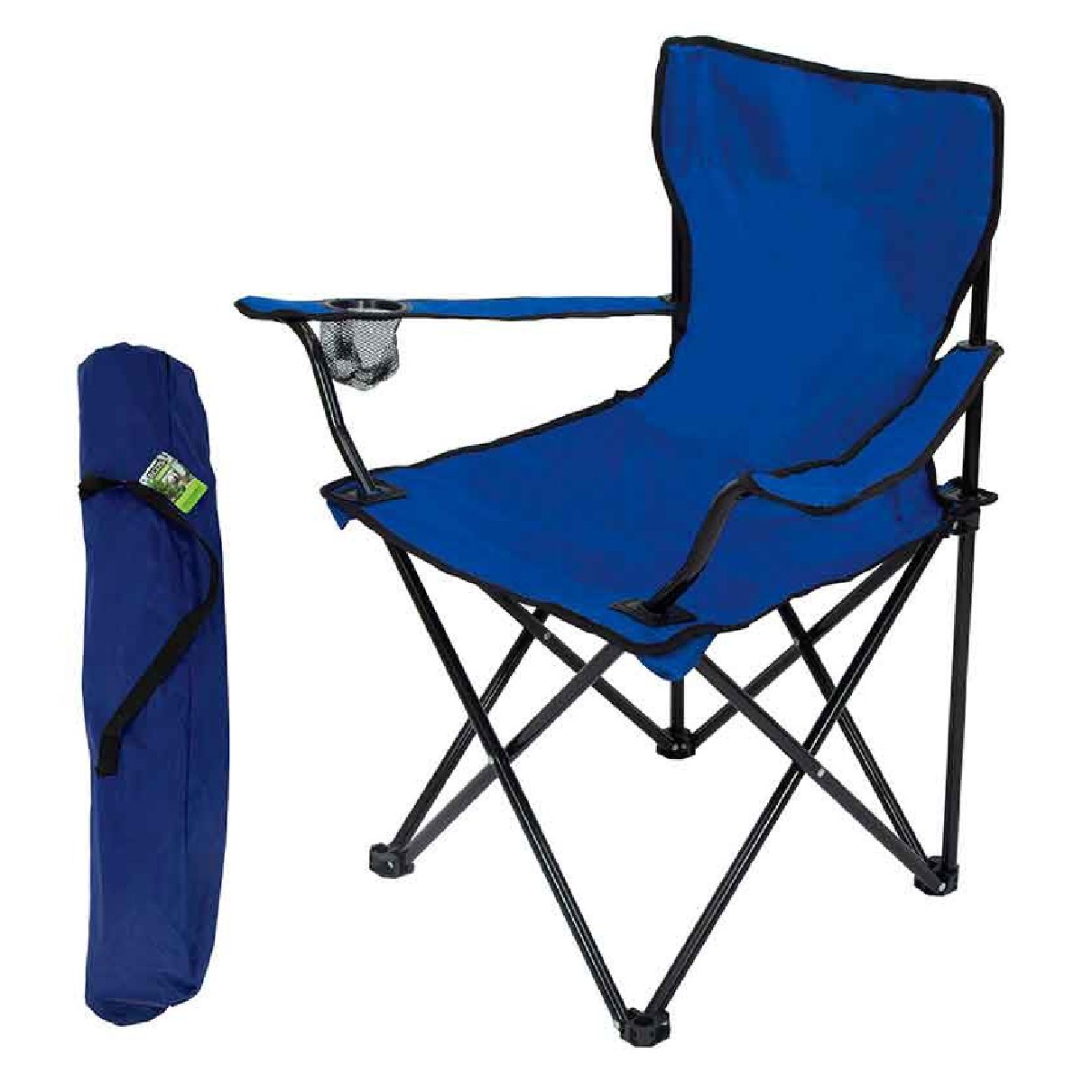 Кресло складное DW-2009H с подлокотниками подстаканниками (синее)Купить