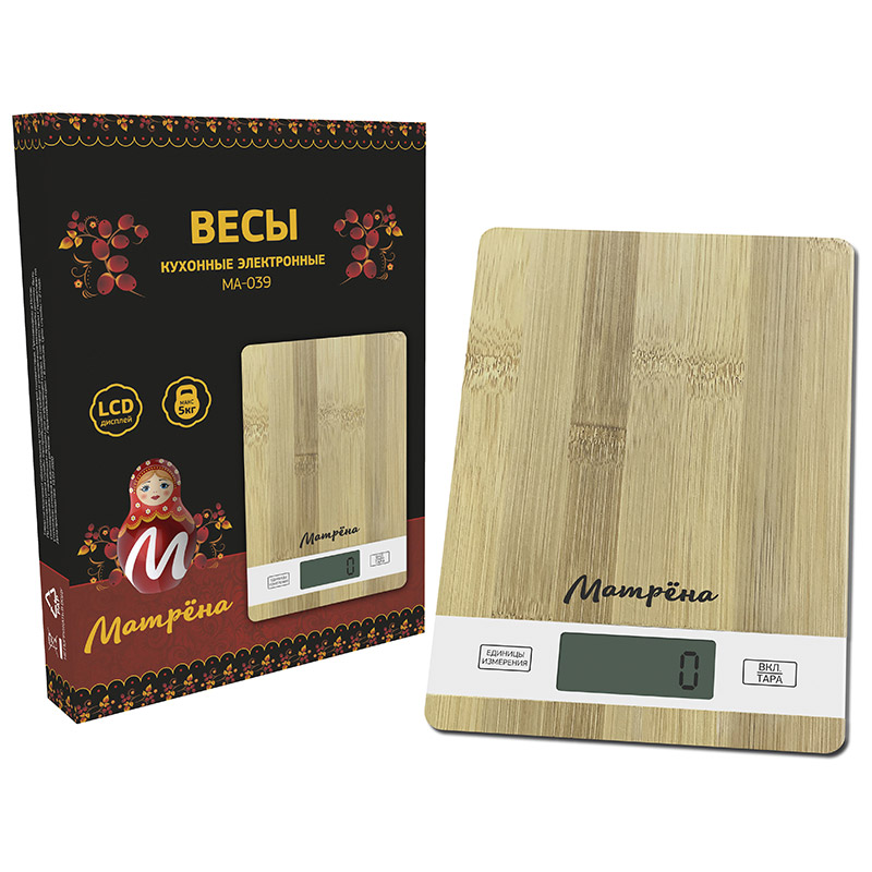 Весы кухонные электронные МАТРЕНА МА-039 бамбук (007160)Купить