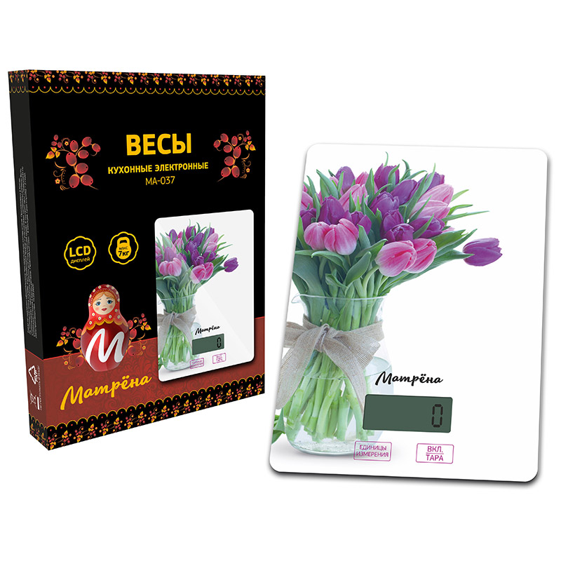 Весы кухонные электронные МАТРЕНА МА-037 тюльпаны (007833)Купить